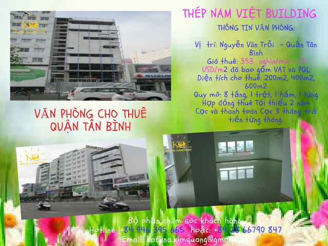 Cho thuê văn phòng quận Tân Bình Thép Nam Việt building